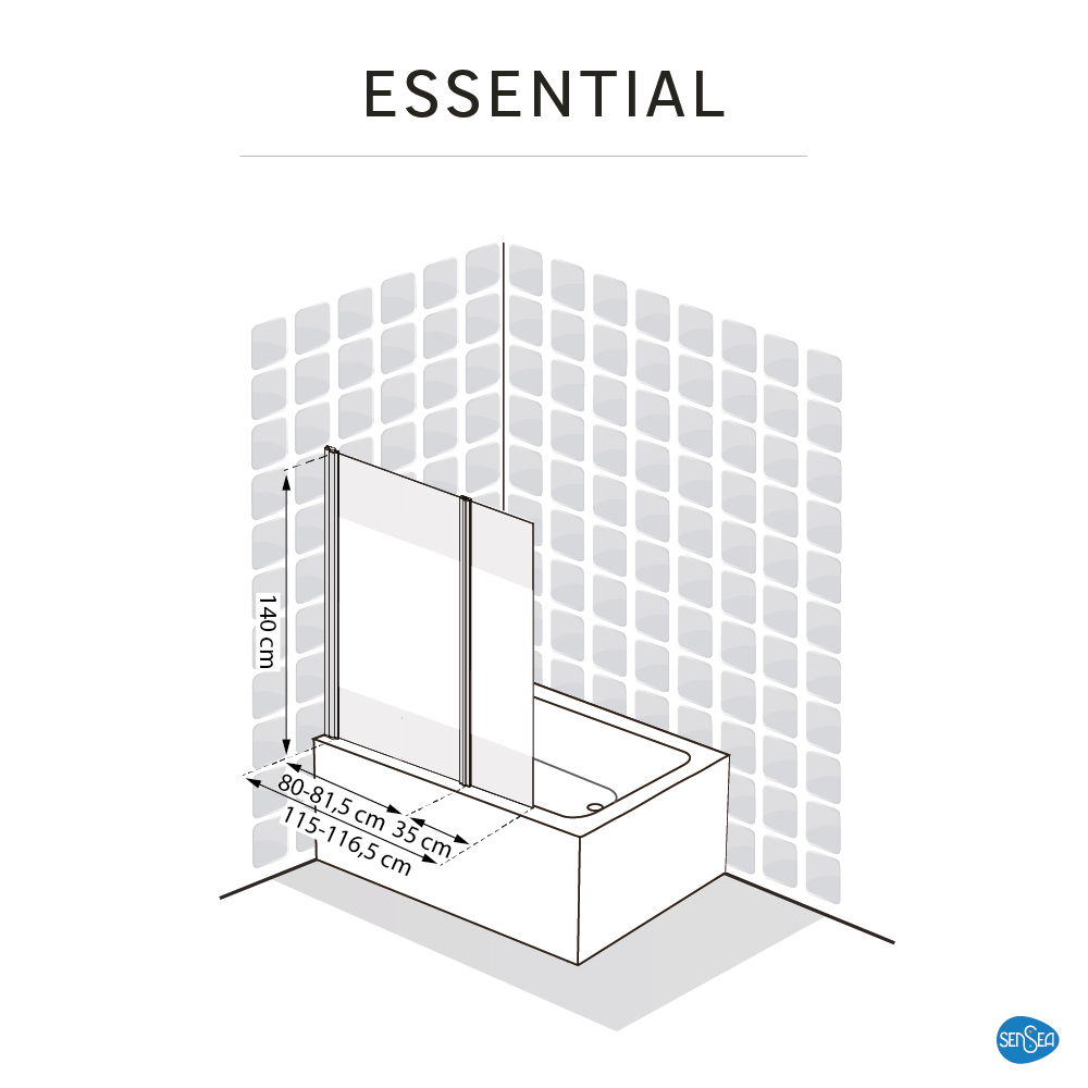 82603393 Ширма на ванну Essential поворотный 140 см цвет серый STLM-0031277 SENSEA  - Вид №5