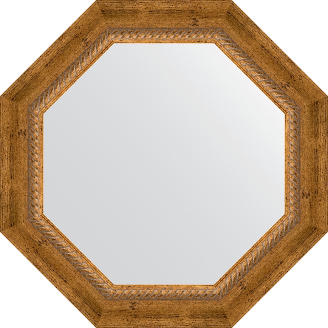 BY 3673 Зеркало в багетной раме - состаренная бронза с плетением 70 mm EVOFORM Octagon