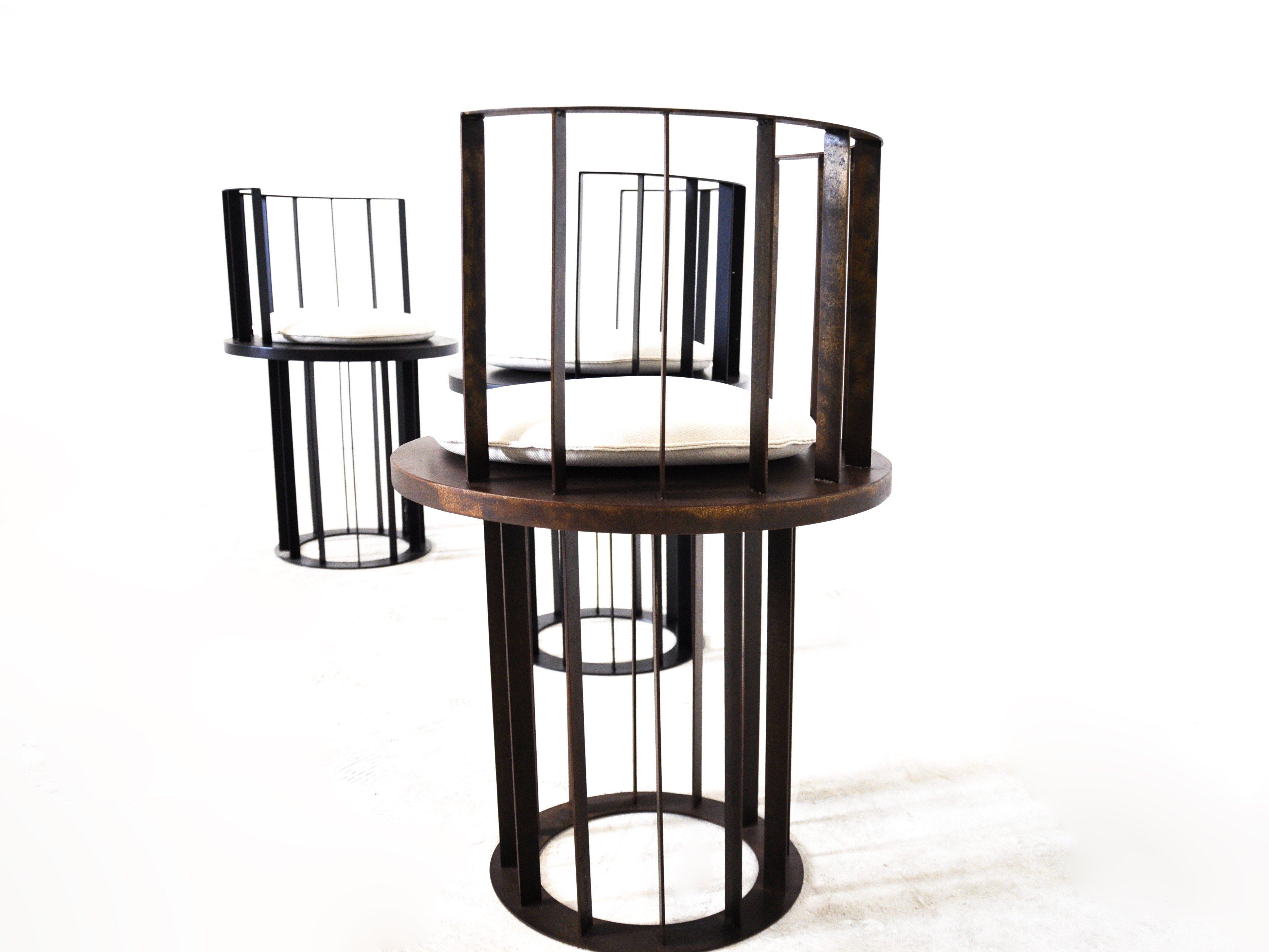 Высокий стул из стали Corten™ с мягким сиденьем TrackDesign Кандинский 1923 ARCH-00059714 - Вид №2