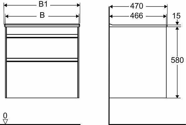 42643 Мебельный пакет IFO Sense, тонкий умывальник, с двумя ящиками, Ш = 900 мм, Ш1 = 910 мм, белый  - Вид №5