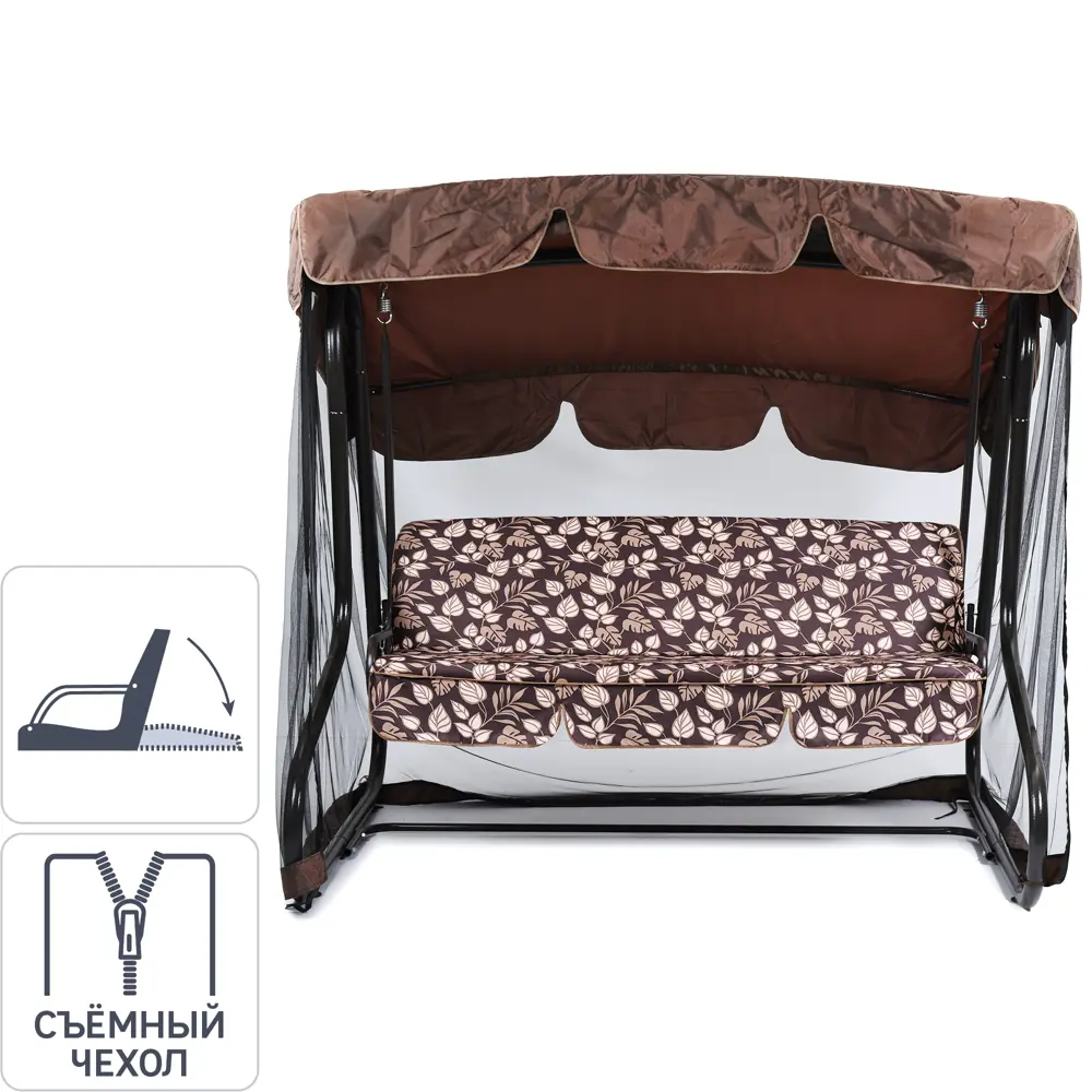 Качели садовые Greengard Вардэ 3-х местные (до 350 кг) коричневый STLM-2141976