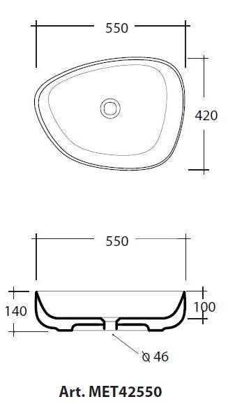 Met42550 Накладная раковина на столешницу  овальная Olympia Ceramica METAMORFOSI - Вид №4