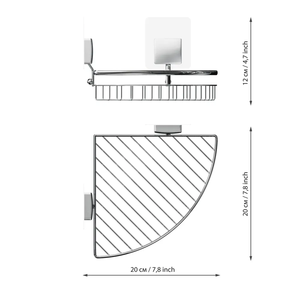 Полка для ванной угловая Lemer You Color на клею сталь цвет хром Без серии STLM-2043719 - Вид №5