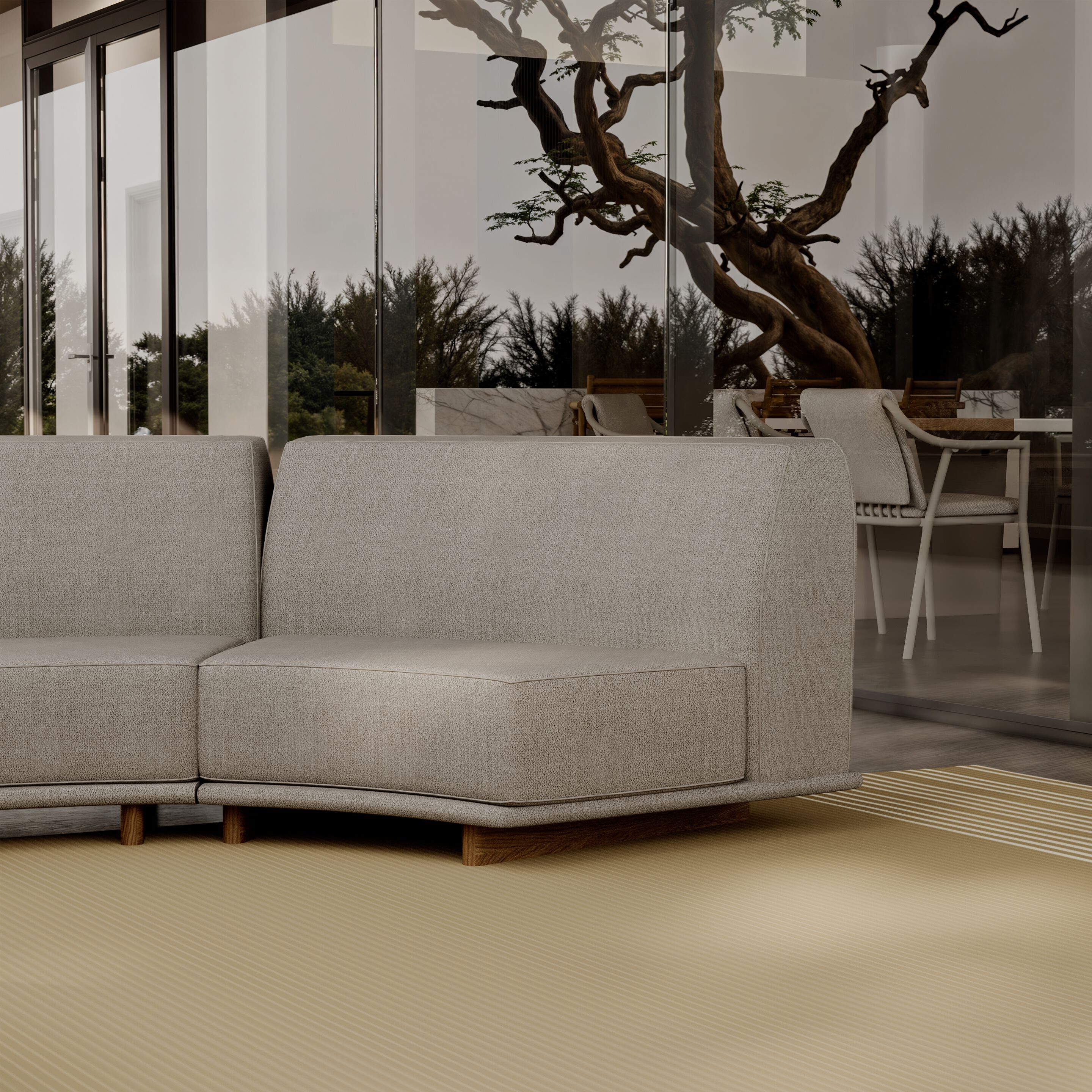 Тканевый изогнутый модульный садовый диван YAAZ Rasel ARCH-00061969 - Вид №2