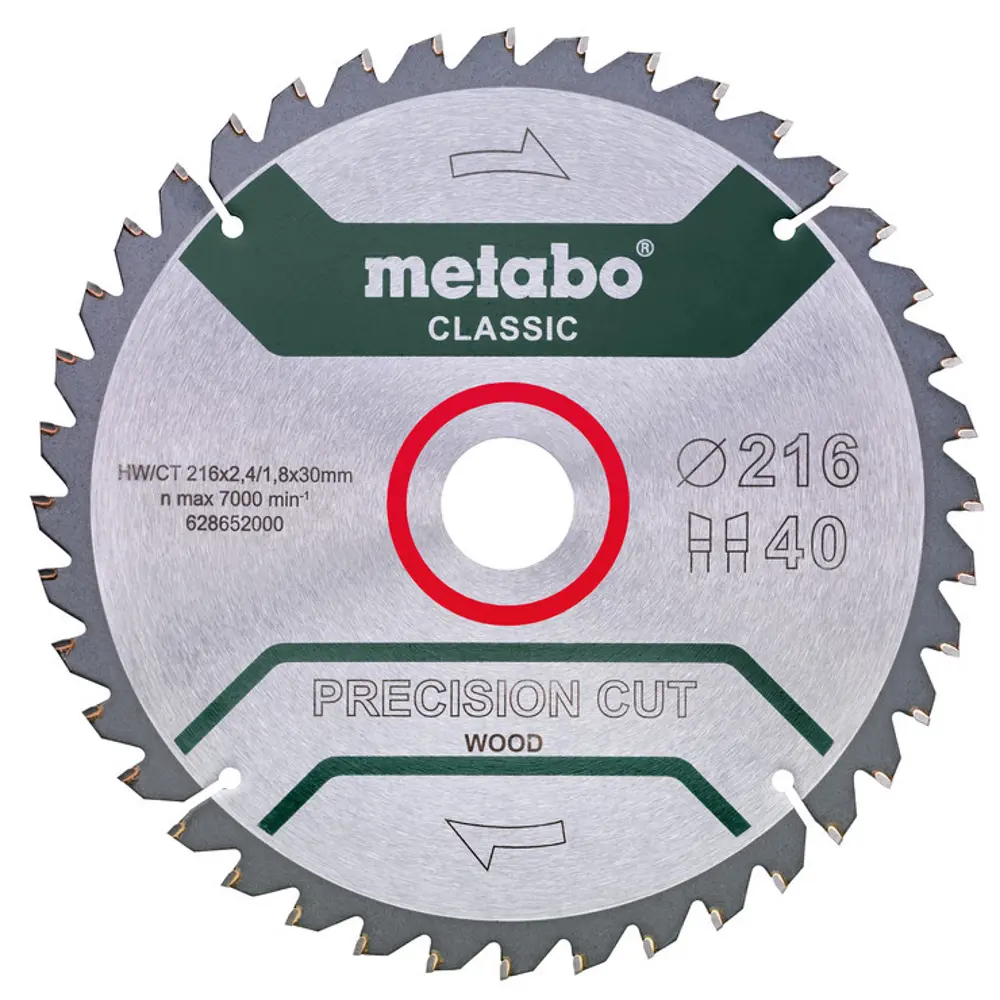 Диск пильный по дереву Metabo Precision 628652000 40Т 216x30x2.4 мм 82727595 STLM-2082887 