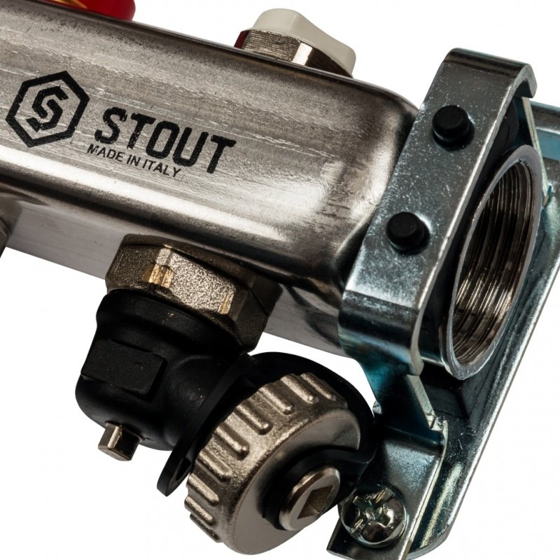 Коллектор из нерж. стали на 6 вых. с расходомерами, сливом и клапаном STOUT SMS0927000006 - Вид №3