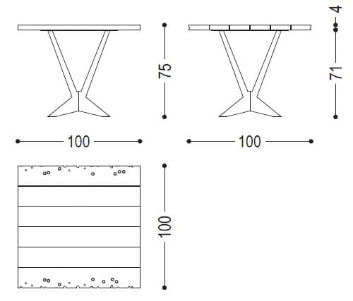 Квадратный деревянный стол briccola с железной основой Riva 1920 Briccole ARCH-00039264 - Вид №3