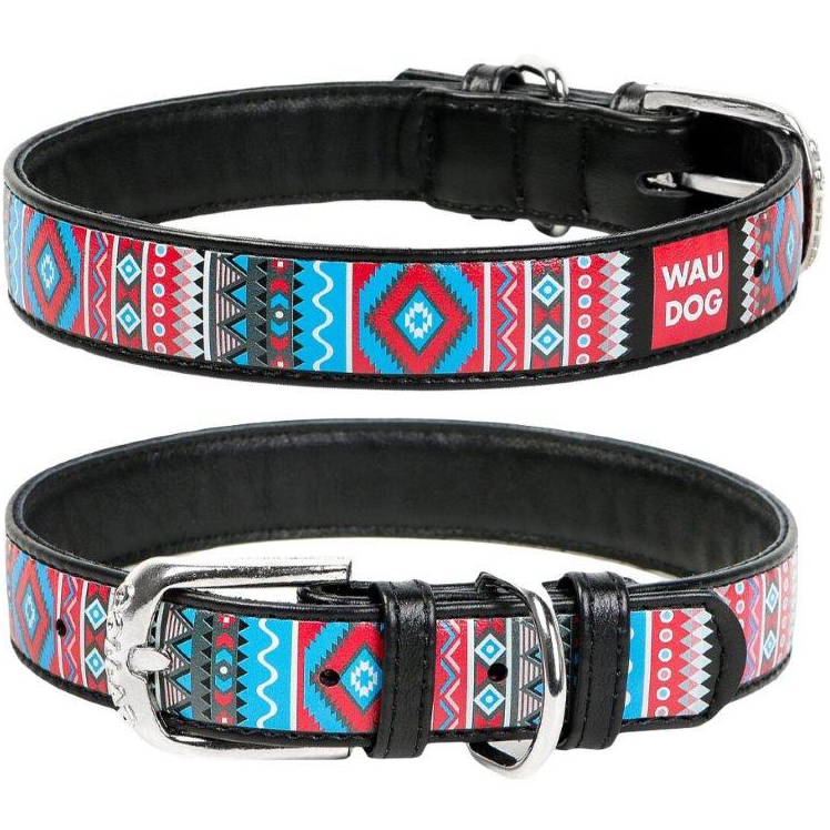 ПР0048401 Ошейник для собак Waudog с рисунком Этно, ширина 12мм, длина 19-25см черный COLLAR 