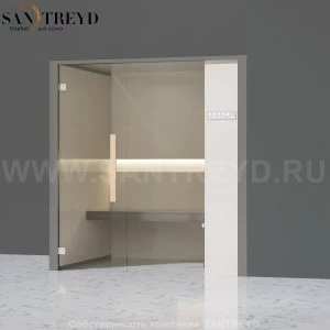 Effegibi ONEFILO H LO61010007 Хаммам. Установка: в правый угол. Правая дверь. Мощность: 4,5 кВт макс. Размеры: длина 214 см, ширина 171 см. Отделка: матовый лакированный серый аллюминий и бежевый ламинат из керамогранита.