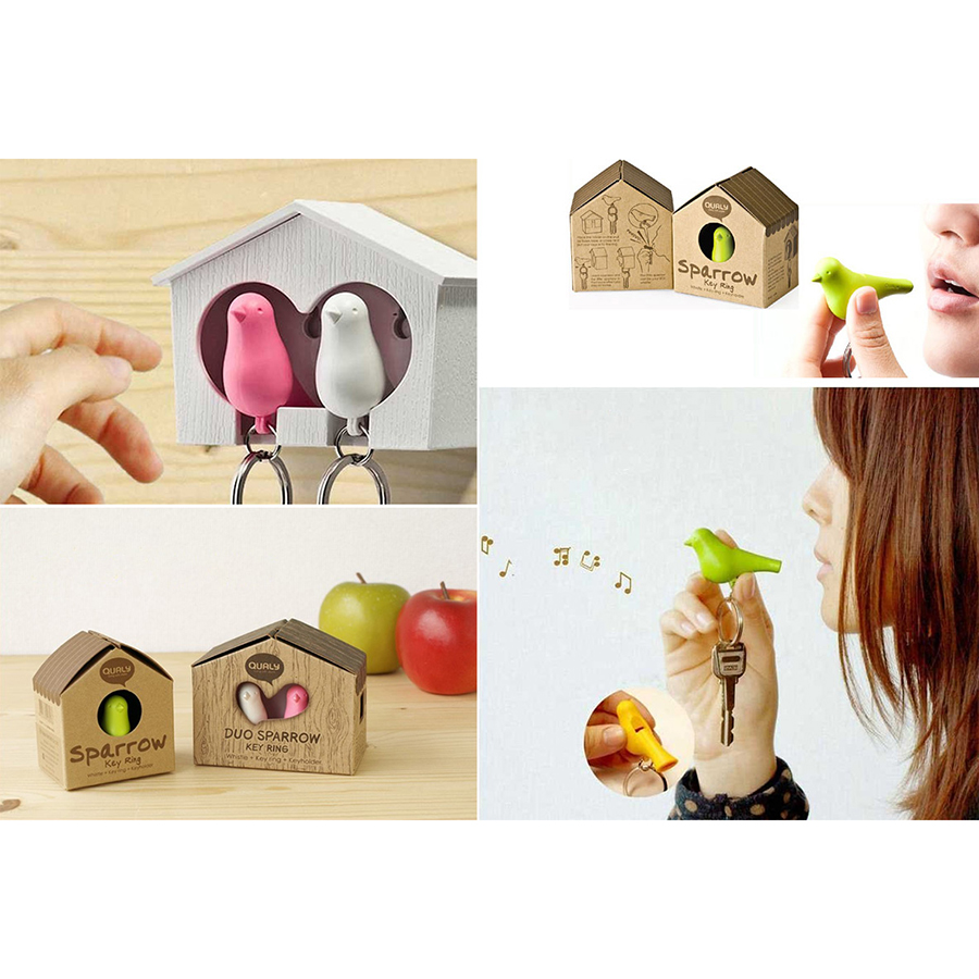 QL10124-BN-WH-GN Держатель для ключей sparrow, белый/зеленый Qualy  - Вид №1