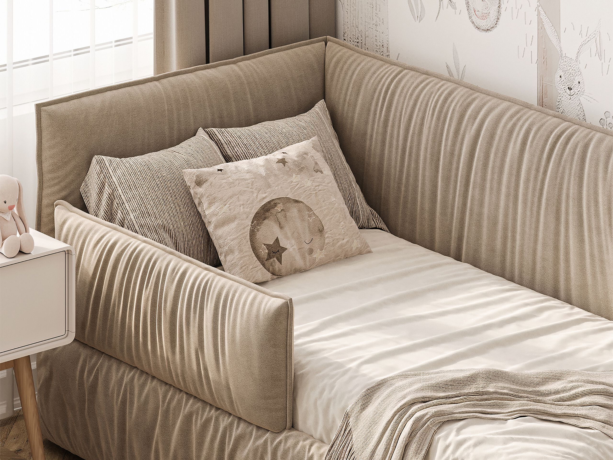 Односпальная кровать с мягким изголовьем Woodsoft ASTI ARCH-00112017 - Вид №4