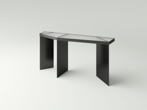 Металлическая консоль с атласной стеклянной столешницей