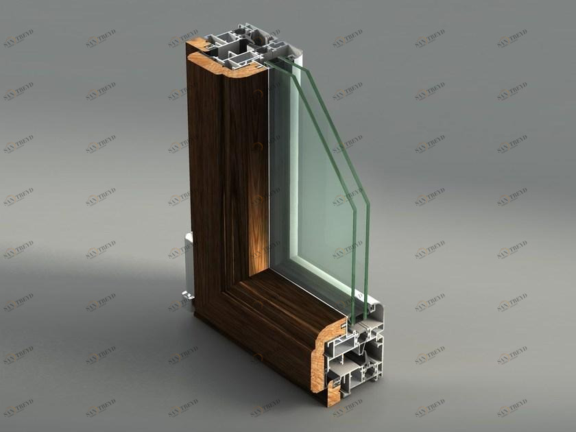 METRA Распашное окно с терморазрывом из алюминия и дерева sun-id-1440454