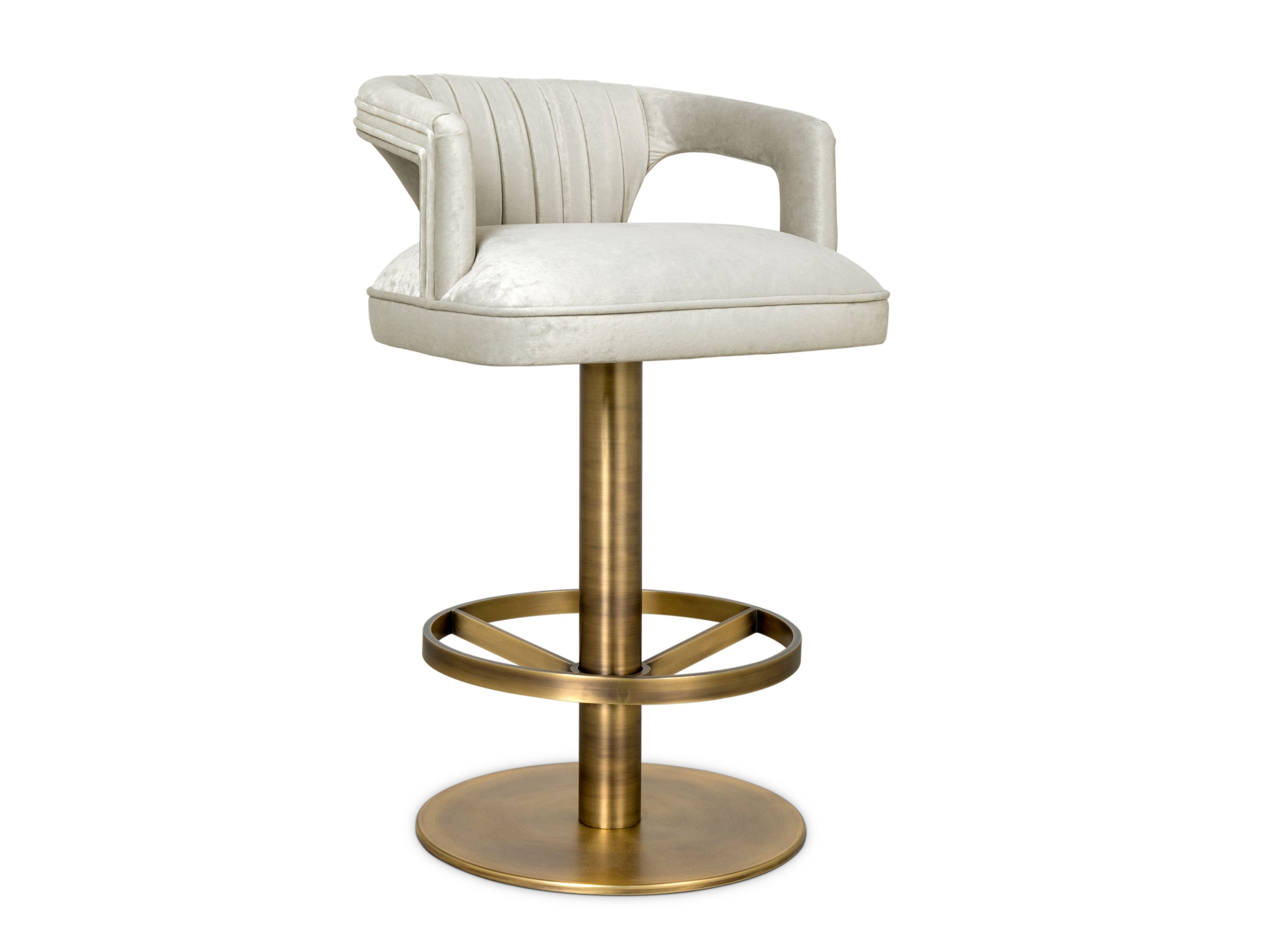 Высокий бархатный поворотный стул с подлокотниками Brabbu KAROO II ARCH-00022391 - Вид №1