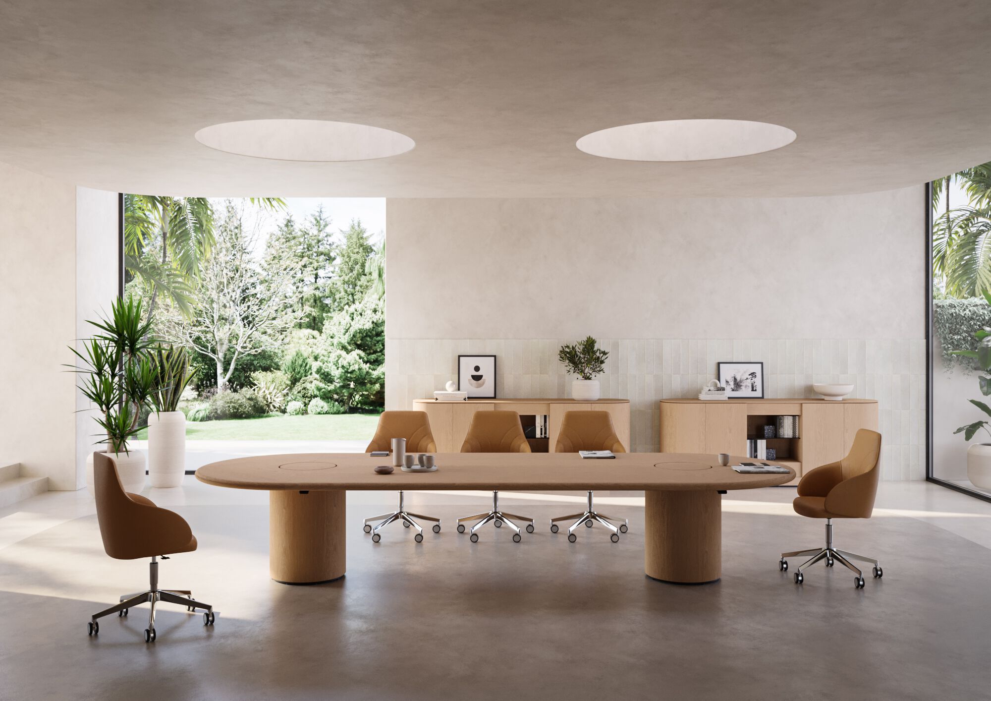 Деревянный овальный стол для совещаний с системой люверсов PROF ARCH-00002902 - Вид №1