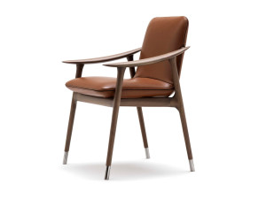 Кожаный мягкий стул с подлокотниками