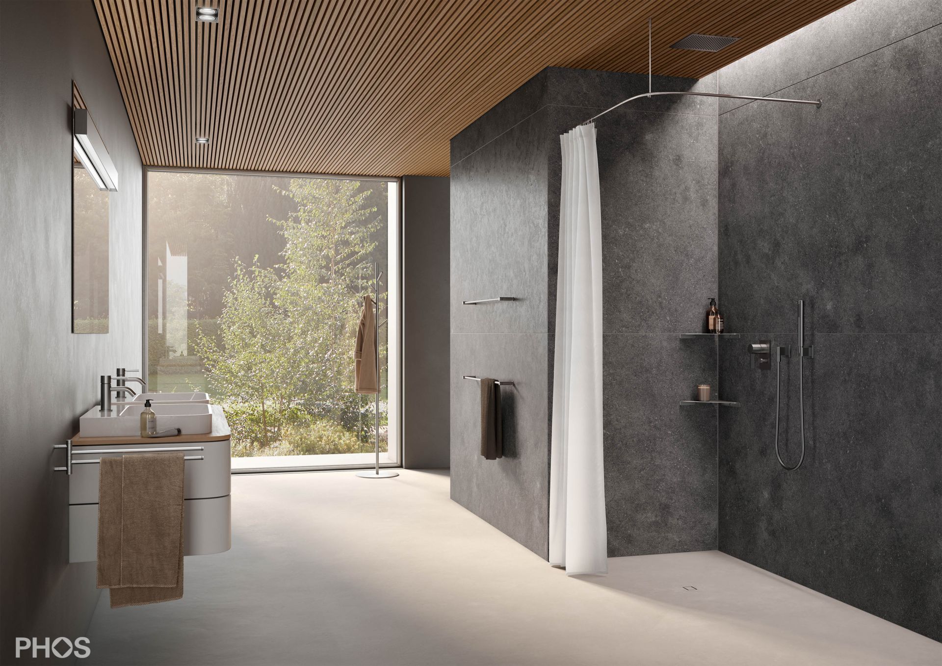 DSB300-800K45 Карниз для душевой занавески четверть круга с радиусом дуги 30 см, 80 x 80 см для приклеивания к стене PHOS  - Вид №4