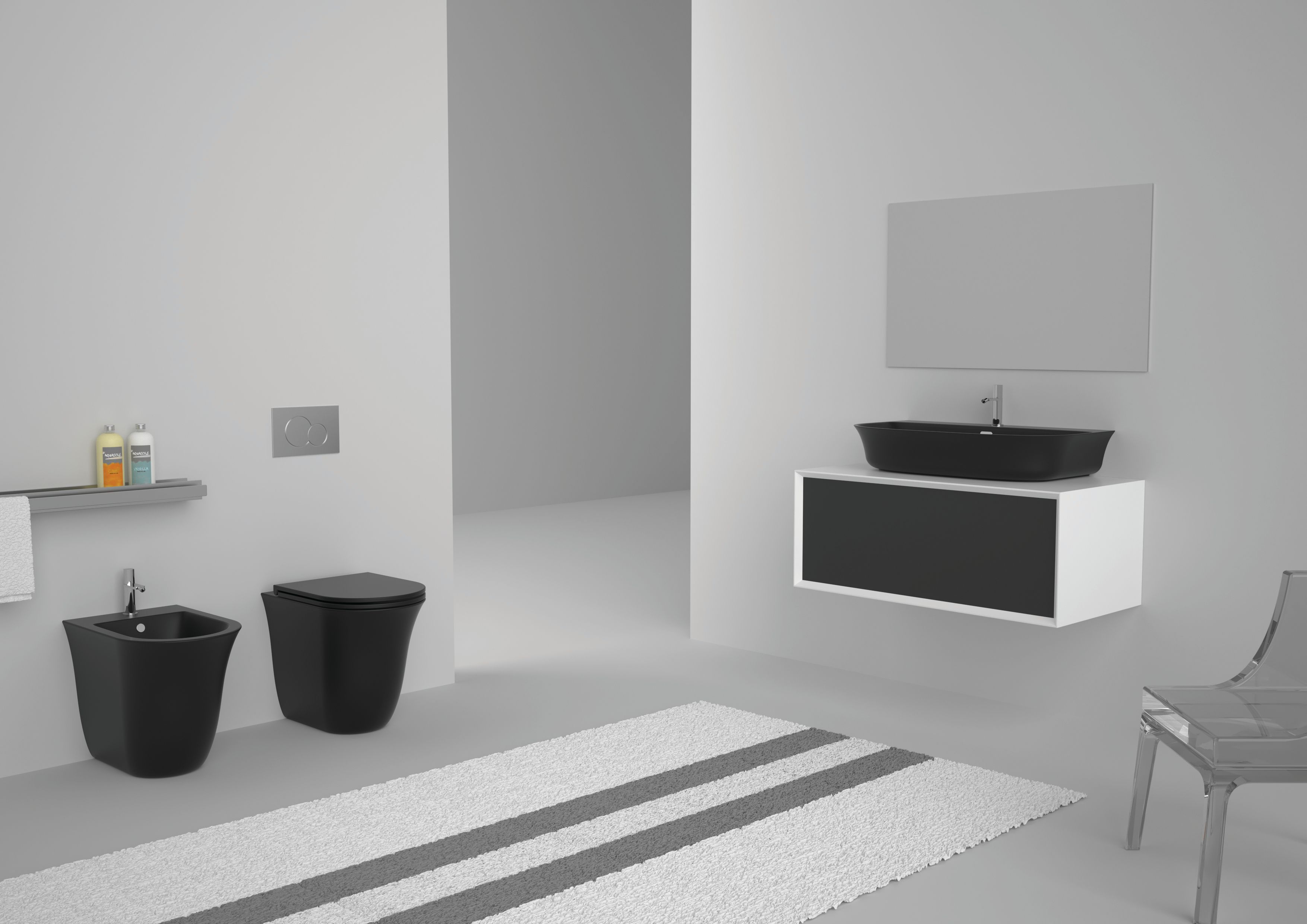 Подвесной шкаф для умывальника из МДФ с столешницей из смолы и ящиками GSG Ceramic Design Милан ARCH-00076853 - Вид №3