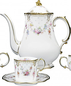 10628019 Royal Crown Derby Сервиз кофейный Royal Crown Derby "Роял Антуанетта" 6/15 Фарфор костяной