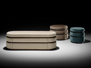 Овальный пуф тканевый контейнер