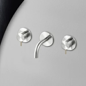 Смеситель для раковины сталь глянцевая с бежевой ручкой Toki Radomonte TKI27LCIL28