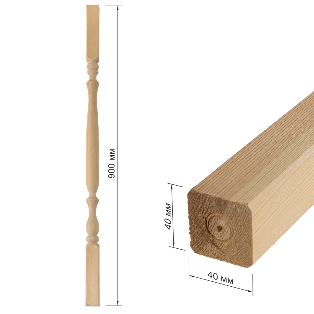 Балясина массив хвоя сорт Экстра Яблоко 40x40x900 мм 81990099 STLM-2073568 Santreyd - Вид №5
