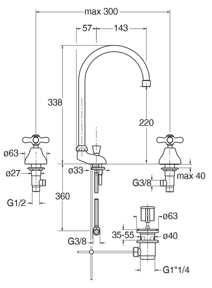 Смеситель для раковины CRISTINA Rubinetterie Империя ARCH-00031221 - Вид №2