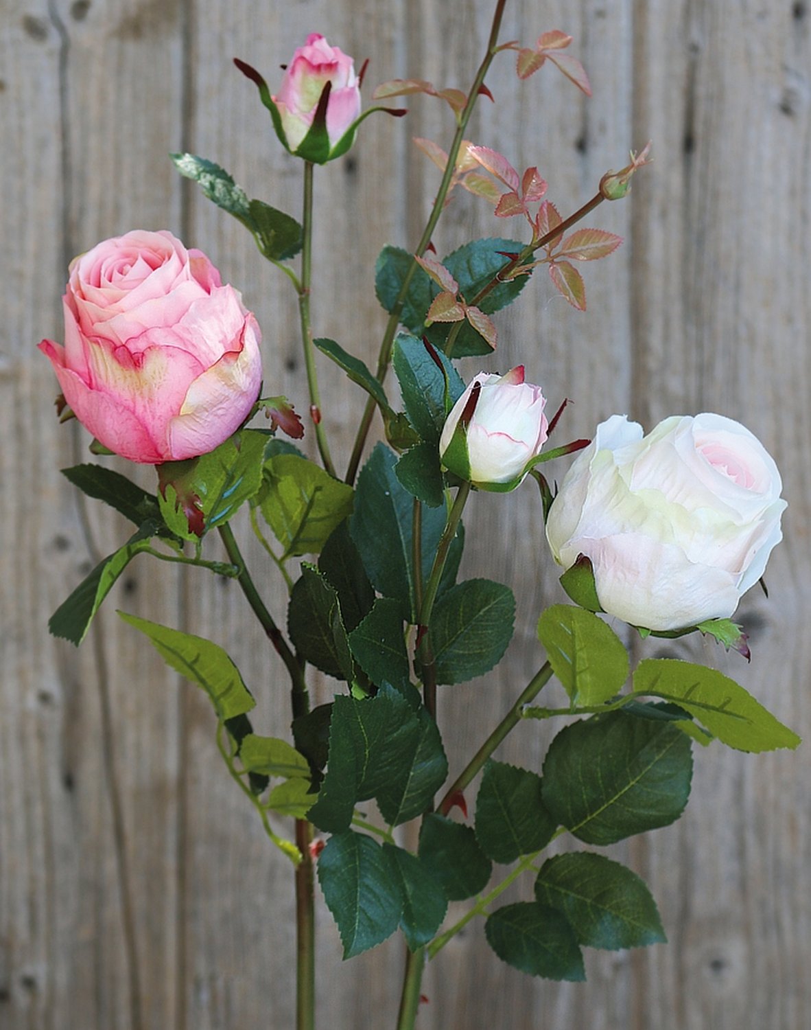 2628 510 a3 Искусственная роза, 1 цветок, 1 бутон, 80 см, розовая H-andreas  - Вид №3