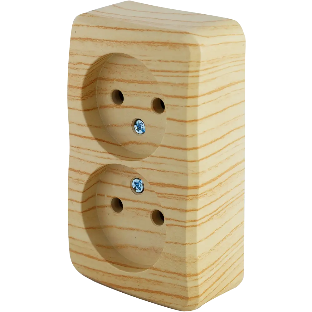 Розетка двойная накладная Lexman First без заземления, цвет дуб белый STLM-2162392 - Вид №1