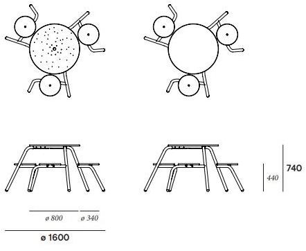 Extremis Круглый металлический стол для пикника со встроенными стульями sun-id-1346887 - Вид №9