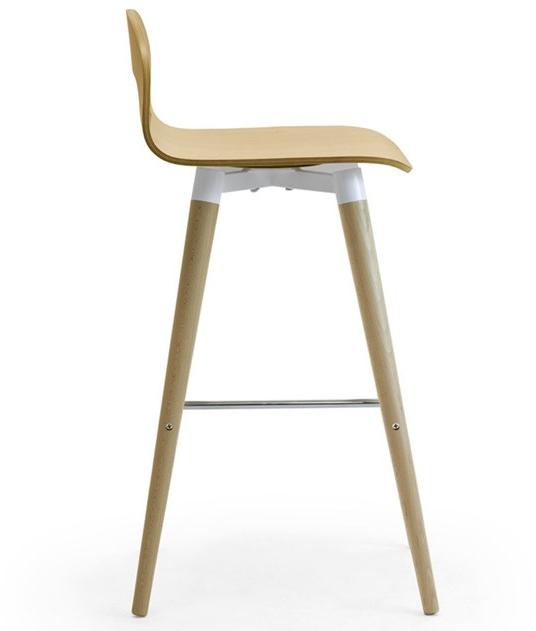 Leyform Высокий табурет из фанерованной древесины со спинкой Samba 51562le - Вид №2