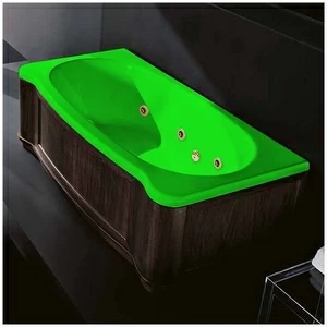 Ванна Gruppo treesse New Classic Young STX-V674B-SX-WV-ZEZ зелёная с золотой фурнитурой и гидромассажем и дезинфекцией прямоугольная левая деревянная панель венге