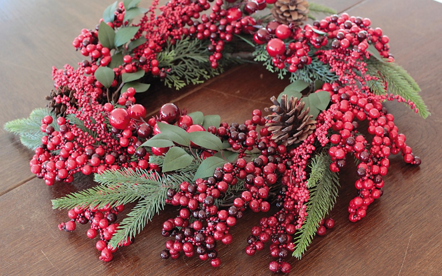 2005 444 a3 Венок из искусственных ягод, Ø 50 см, красный H-andreas  - Вид №2