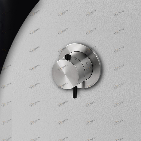 Термостат для душа матовая сталь с черной ручкой Toki Radomonte TER51SCIL12