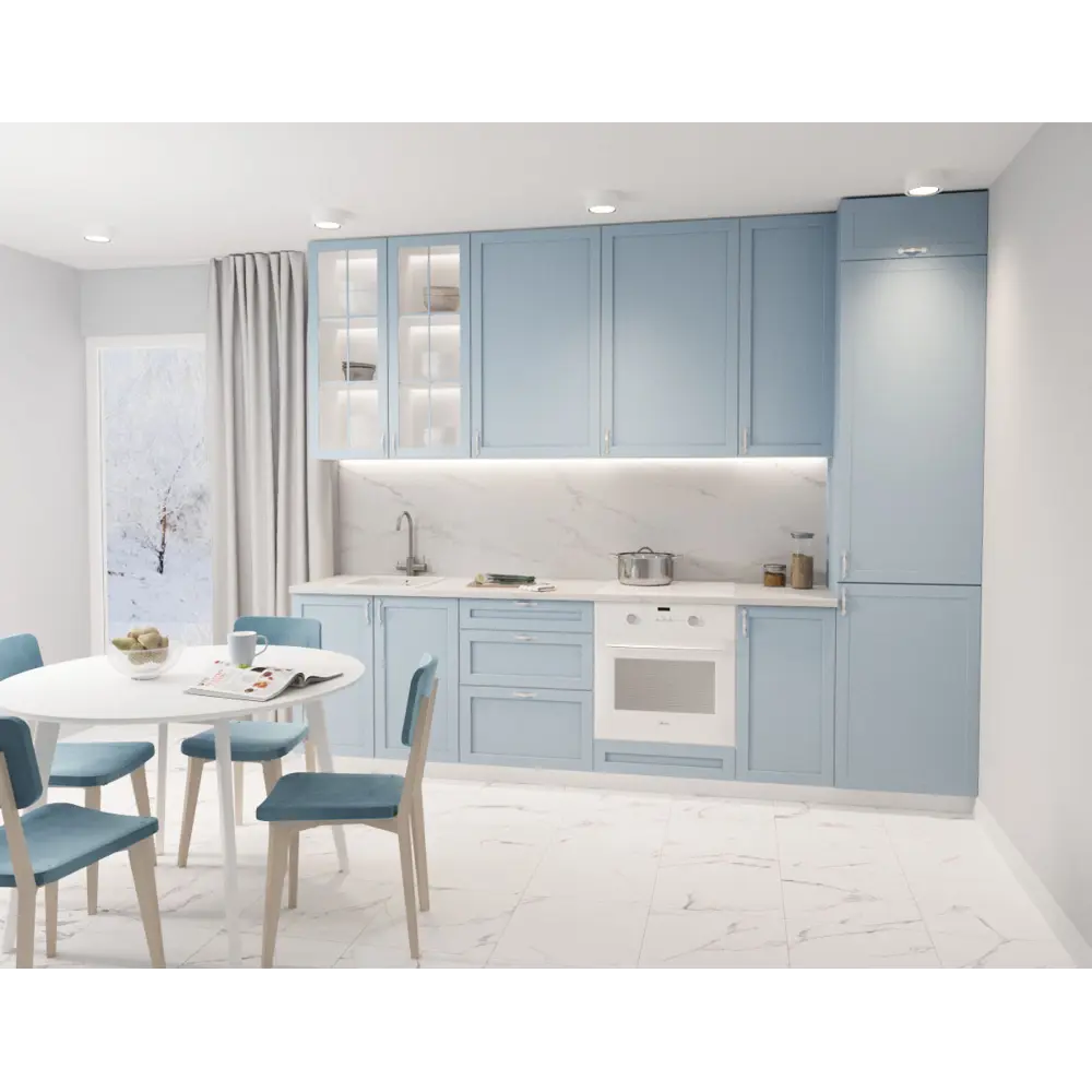 Фасад для кухонного ящика Ньюпорт 39.7x25.3 см Delinia ID МДФ цвет синий Ньюпорт синий STLM-2047490 - Вид №1