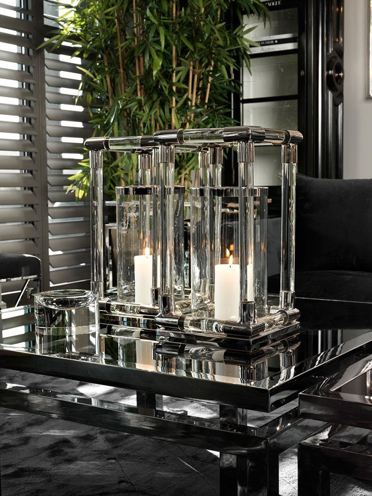 Журнальный столик стеклянный с ножками хром и дымчатым стеклом 100 см Palmer от Eichholtz EICHHOLTZ  242468 Прозрачный;хром  - Вид №3