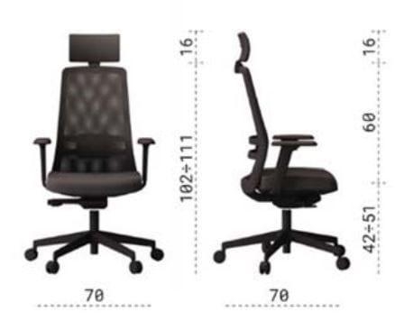 Тканевый регулируемый по высоте рабочий офисный стул с колесами Las Mobili обзор ARCH-00058003 - Вид №5