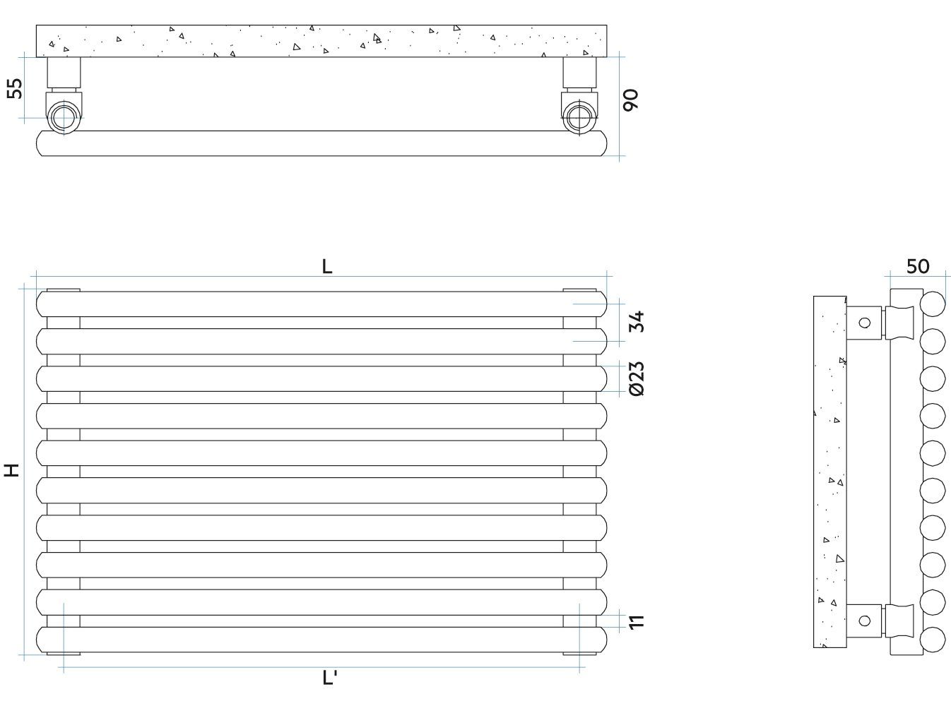 Стальной модульный горизонтальный мебельный радиатор Irsap Арфа ARCH-00035125 - Вид №4