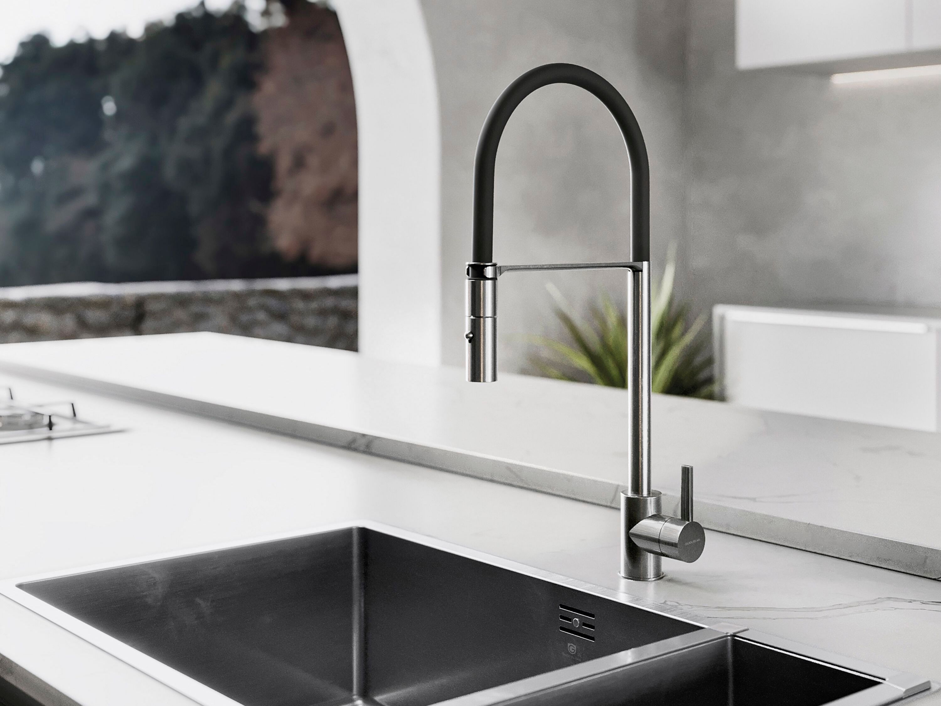 Однорычажный смеситель для кухни с выдвижным ручным душем GUGLIELMI RUBINETTERIE Rialto ARCH-00046243 - Вид №3