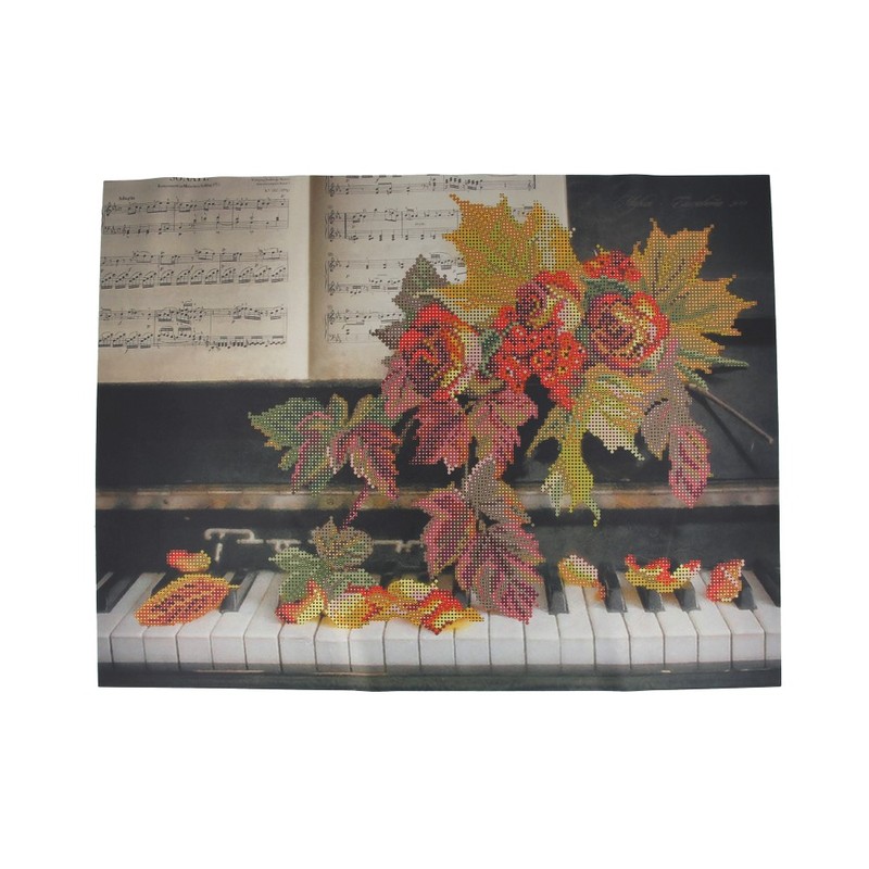 4168 Канва/ткань с рисунком Рисунок на шелке 37 см х 49 см "Музыка роз" Матренин посад 