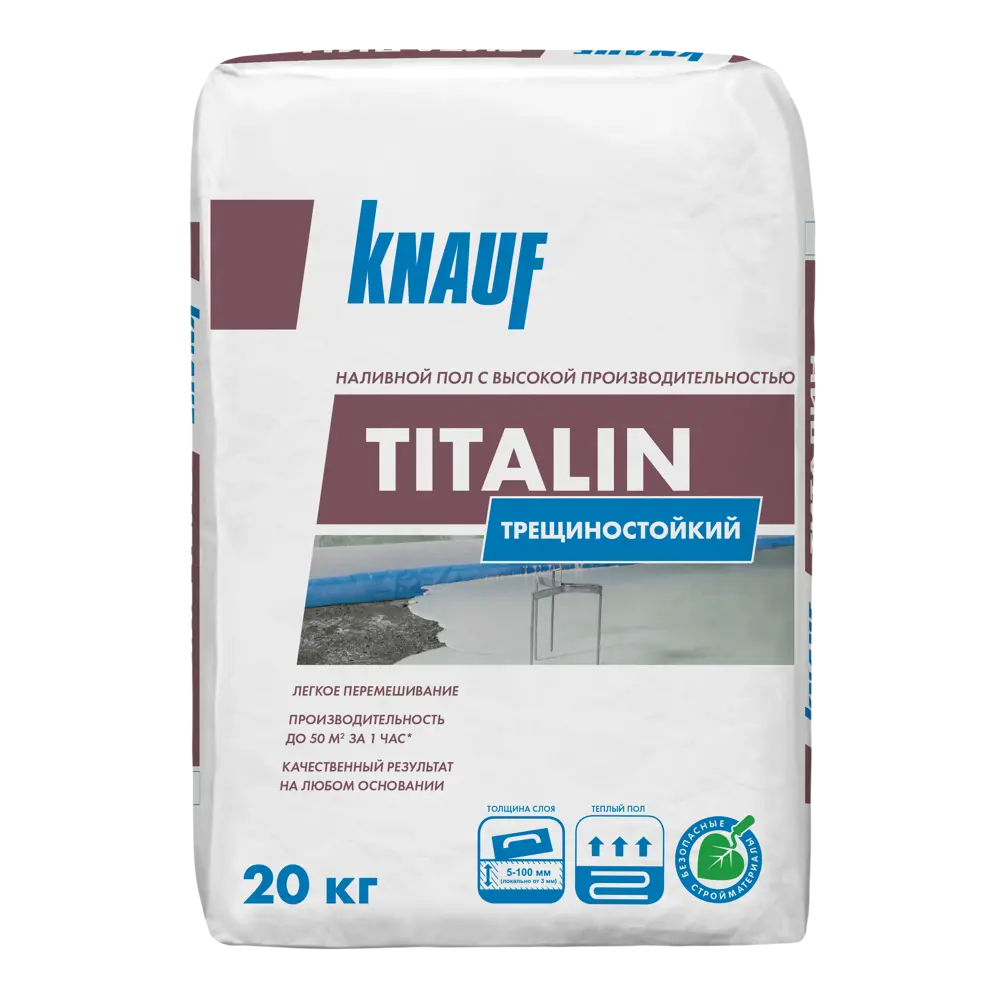 Knauf Титалин: самонивелирующаяся смесь для идеального пола 20 кг 89415643 STLM-1565378