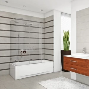 Шторка на ванну 160x160 GV-863C прозрачное стекло 6 мм GUTEWETTER TREND PEARL