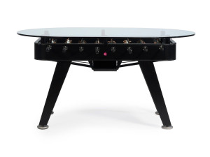 Овальный обеденный стол из стали и стекла