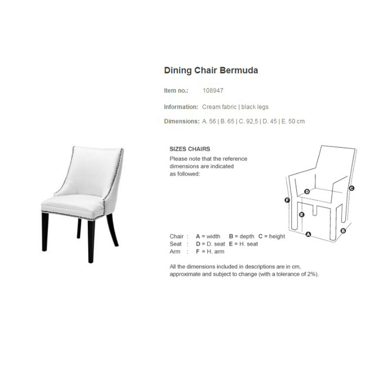 Стул белый обеденный Bermuda от Eichholtz EICHHOLTZ  247270 Белый  - Вид №4