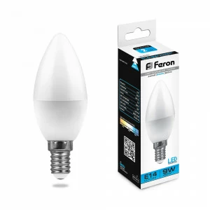 Лампа светодиодная Feron "Свеча" E14 9W 6400K LB-570 25800 FERON  00-3956584 Матовый