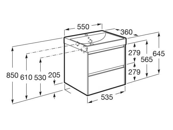 Деревянный подвесной умывальник с ящиками Roca Ona ARCH-00143040 - Вид №29