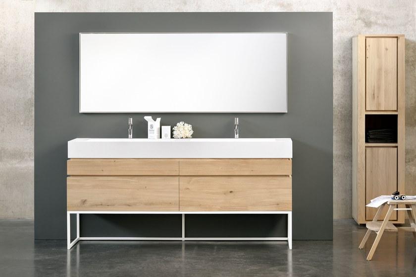 Ethnicraft Двойная тумба под умывальник из дуба с ящиками Oak layers 58011/58014 - Вид №2