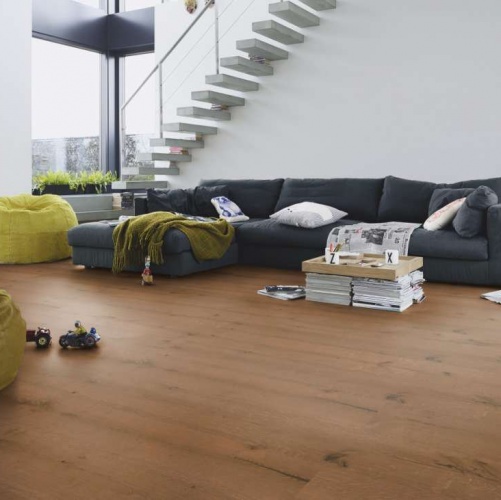 Широкий паркет Meister HD 300 Lindura Коньяк 8415 Дуб Рустик с брашью (Текстурированная) 2200х270 мм 2300200114 - Вид №3