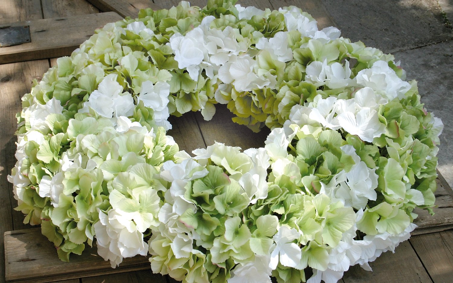 2672 788 a3 Искусственный венок из гортензии, Ø 60 см, бежево-зеленый H-andreas 