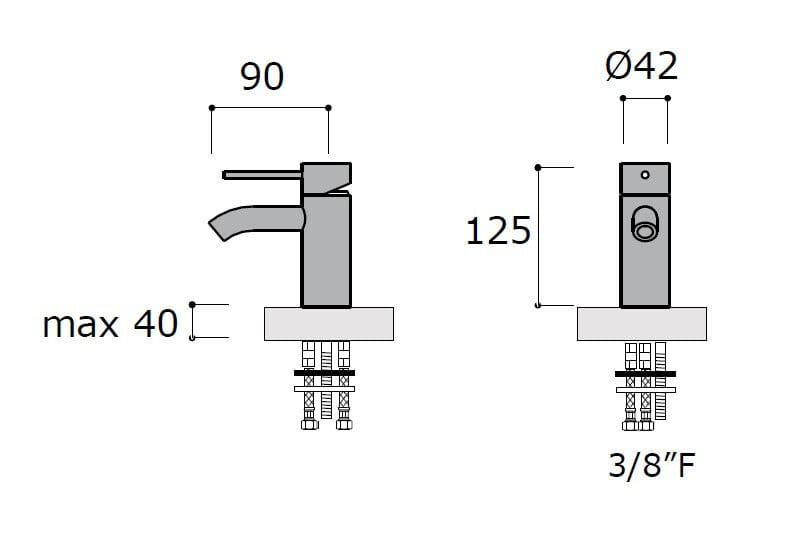 Смеситель для биде с одним отверстием из нержавеющей стали MINA курсив ARCH-00070124 - Вид №2
